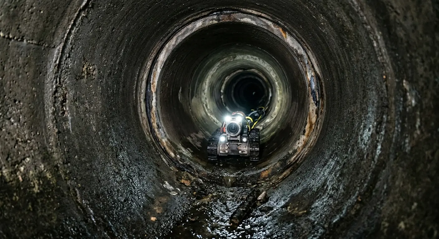 Robotic sewer camera inspecting pipe interior for Sewer Line Repair in North Myrtle Beach